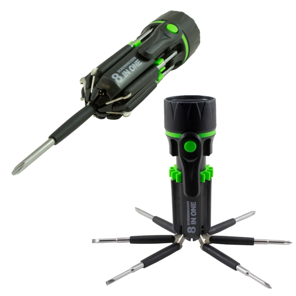 2-Pack: LitezAll 8-in-1 LED Flashlight Screwdriver