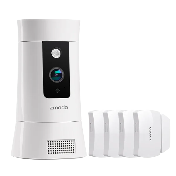 Zmodo Pivot Cloud Rotating Smart Camera with Four Door/Window Sensors