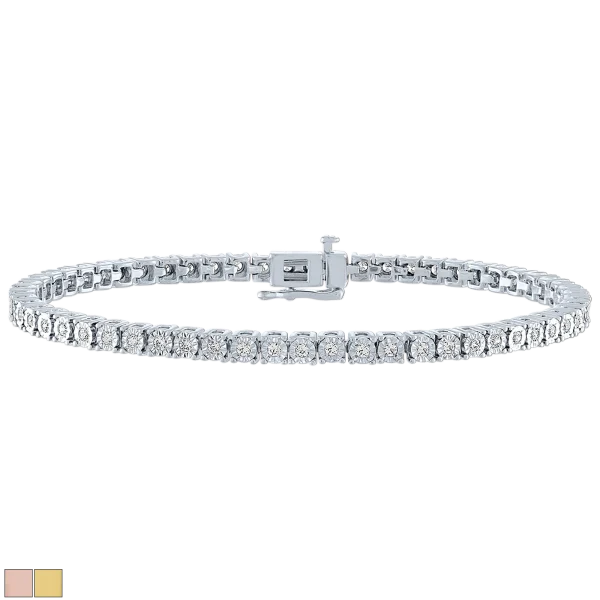 Diamond Muse 1.00 Carat Real Diamond Circle Link Tennis Bracelet