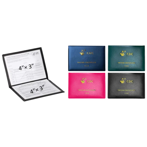2-Pack: Faux Leather CDC Vaccination Card Immunization Record Protector Holder