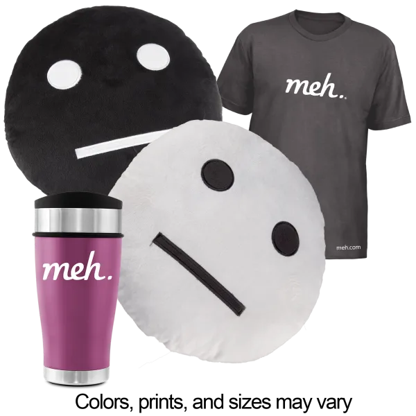 4-Pack: 2 Meh Pillows, 1 Meh Tumbler & 1 Random Shirt