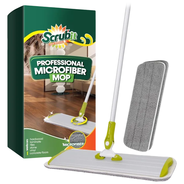 SCRUBIT Microfiber Mop with 2 Washable Pads