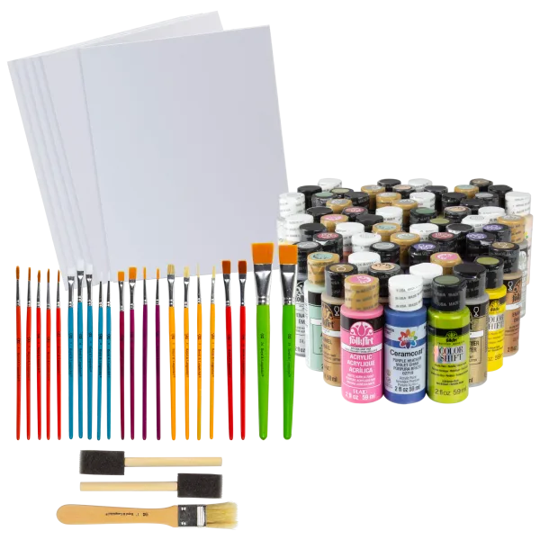 91-Piece Art Set: Includes Craft Paint, Canvas Panels, and Brushes