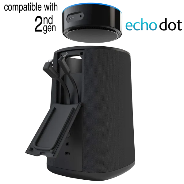 Vaux Portable Speaker & Battery for 2nd Gen Echo Dot Make Alexa Portable & Loud