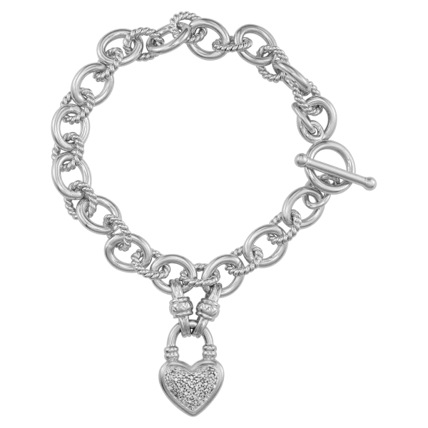 1/4 Carat TW Diamond Heart Toggle Bracelet in Sterling Silver