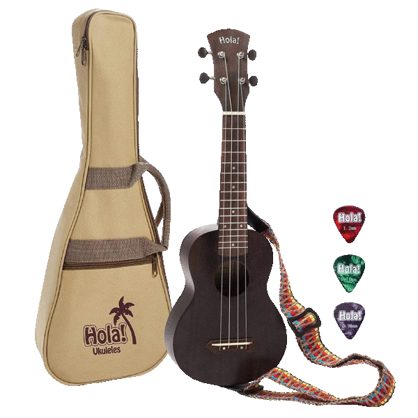 Hola! Music Deluxe Series 21" Soprano or 24" Concert Ukulele Bundle
