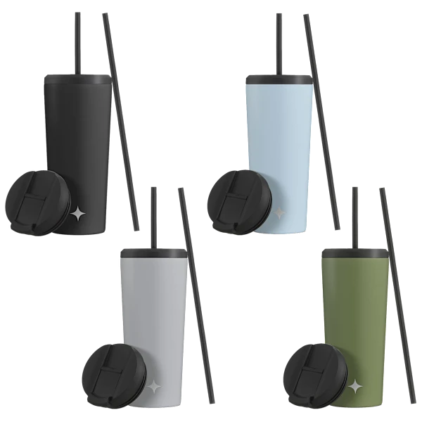 4-Pack: JoyJolt 20oz Vacuum Insulated Tumblers with Straw & Flip Lids