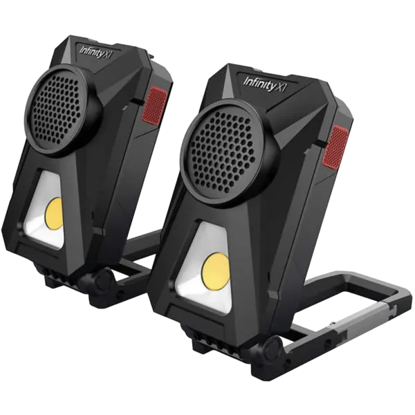 2-Pack: Infinity X1 Rechargeable Bluetooth LED Worklight Speakers
