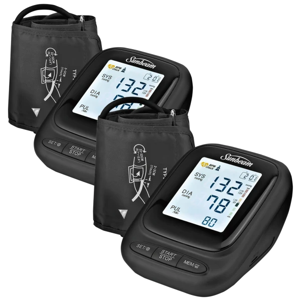 2-Pack: Sunbeam Upper Arm Blood Pressure Monitor with Voice Broadcast Technology