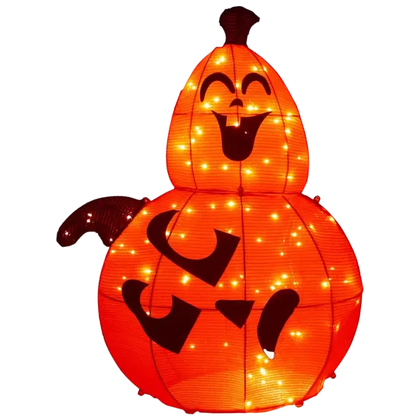 JoieDomi Halloween Decor Tinsel 2 Stacked Pumpkins Heads With LED Lights
