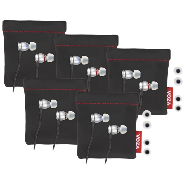 5-Pack: Voza V100S Hi-Res Bass Series Lossless Audio Wired Earbuds