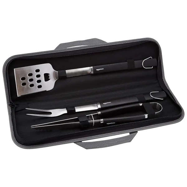 Amazon Basics 3-Piece BBQ Tool Set With Carry Case