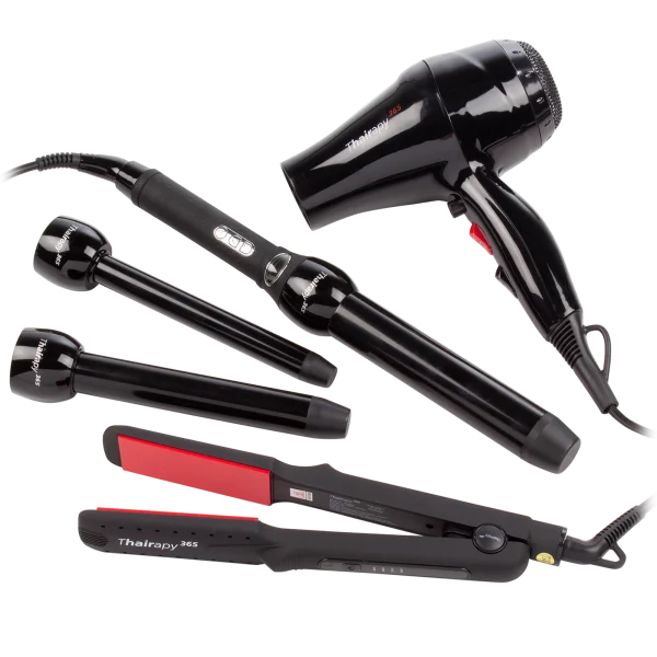 Thairapy365 3-Piece Infrared Dryer, Wet/Dry Iron & Clipless Trio Curler Set