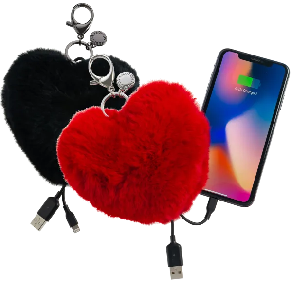 Rebecca Minkoff Heart Shaped Power Puff Keychain