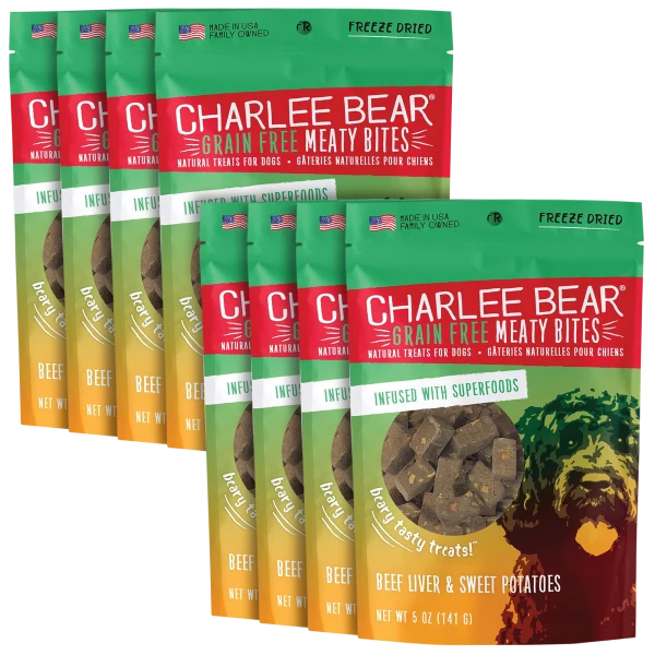 8-Pack: Charlee Bear Meaty Bites Grain-Free Freeze Dried Dog Treats