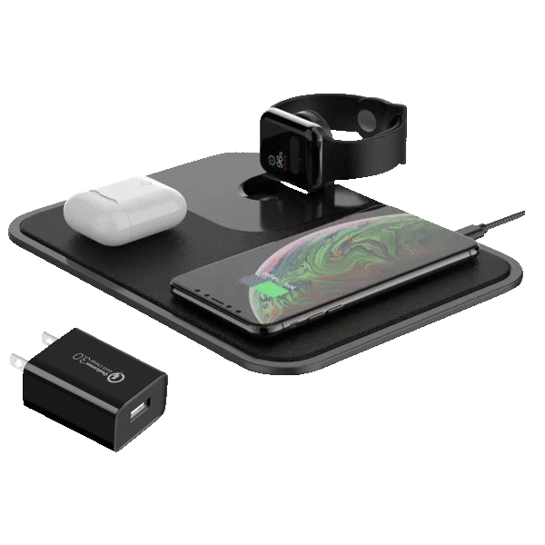 Loowoko 15-Watt 3-in-1 Qi Wireless Charging Mat OR 2-Pack Fast Charge Valets
