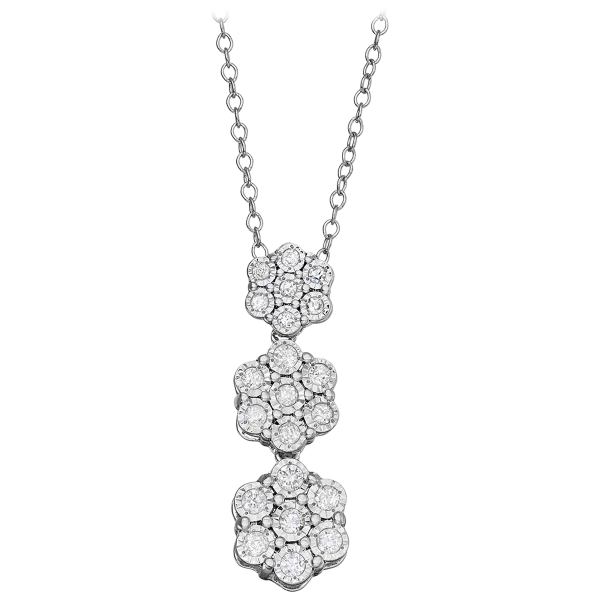 1/4 CT. T.W. Genuine Diamond Flower Linear Pendant Necklace in Sterling Silver
