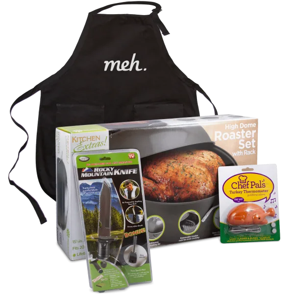 Meh Farm to Table Bundle: Apron, Knife, Roaster & Thermometer