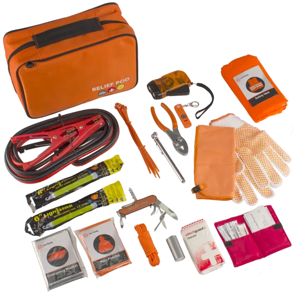 Relief Pod Orange Roadside Emergency Kit