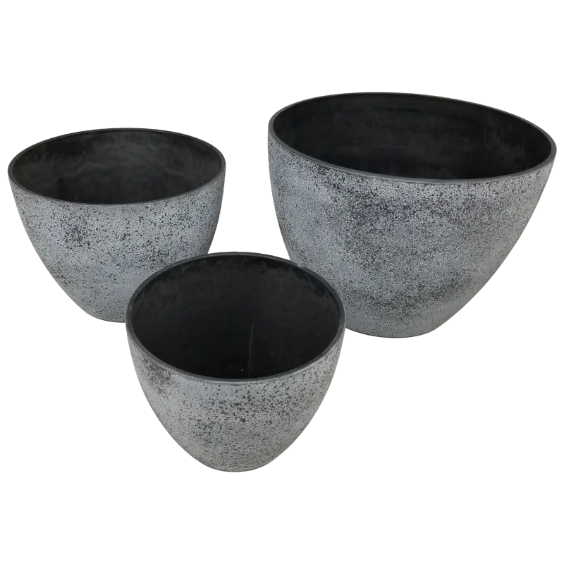 The Speckled Gray Three-Piece Planter Set