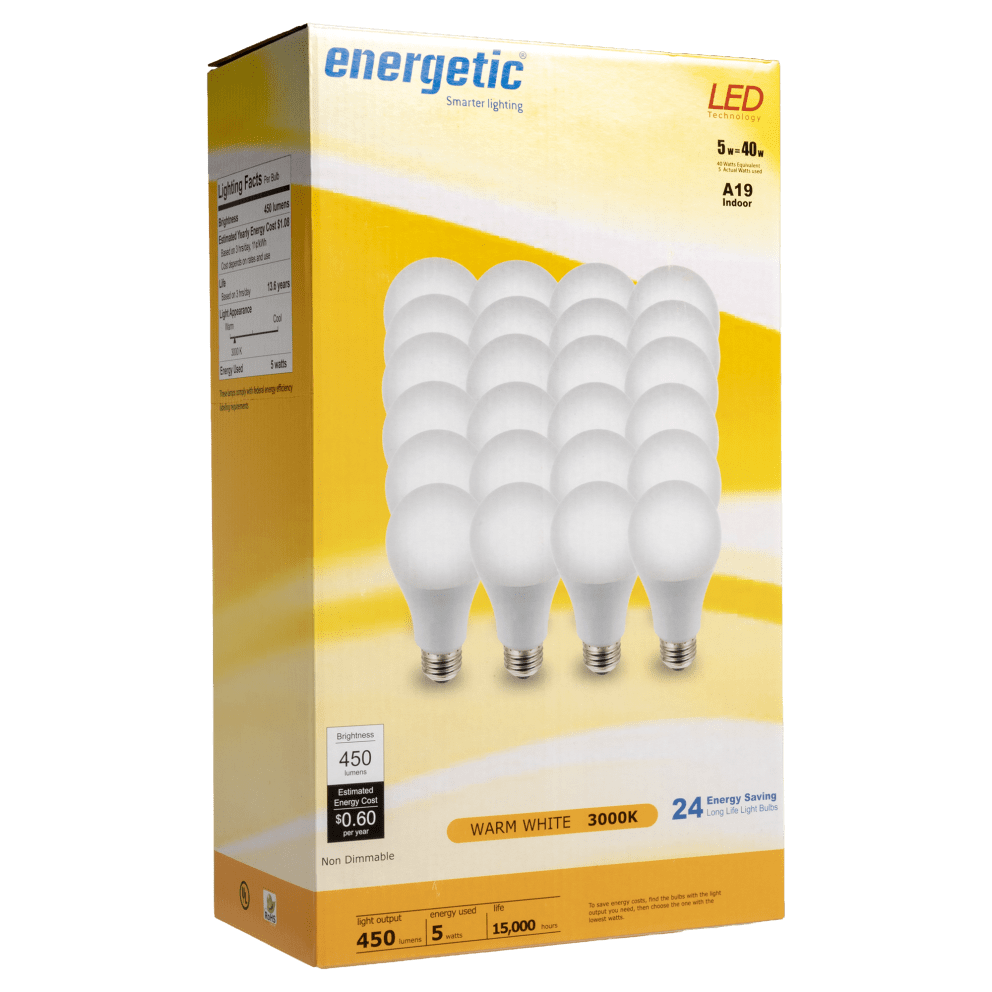 24-Pack - A19 5W 3000K