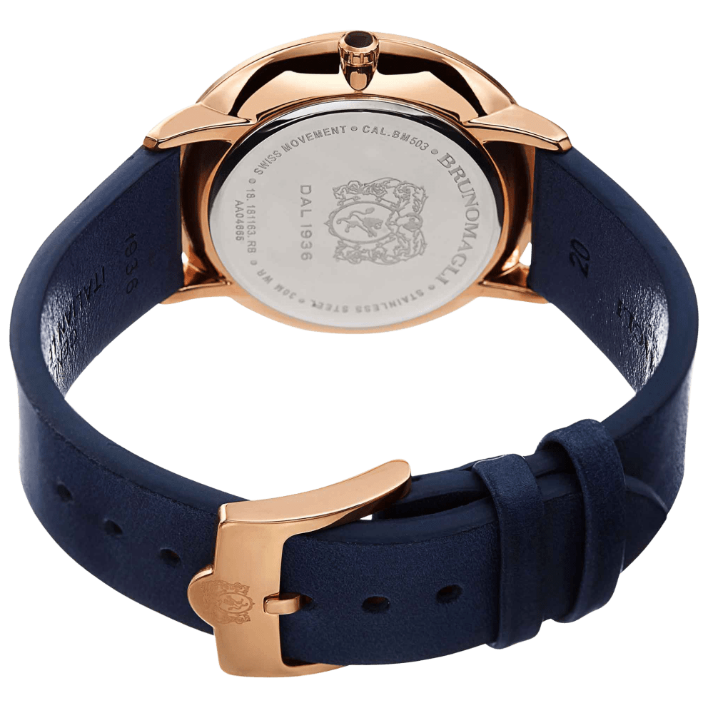 Rose Gold Case w/ Dark Blue Strap and Dark Blue Dial
