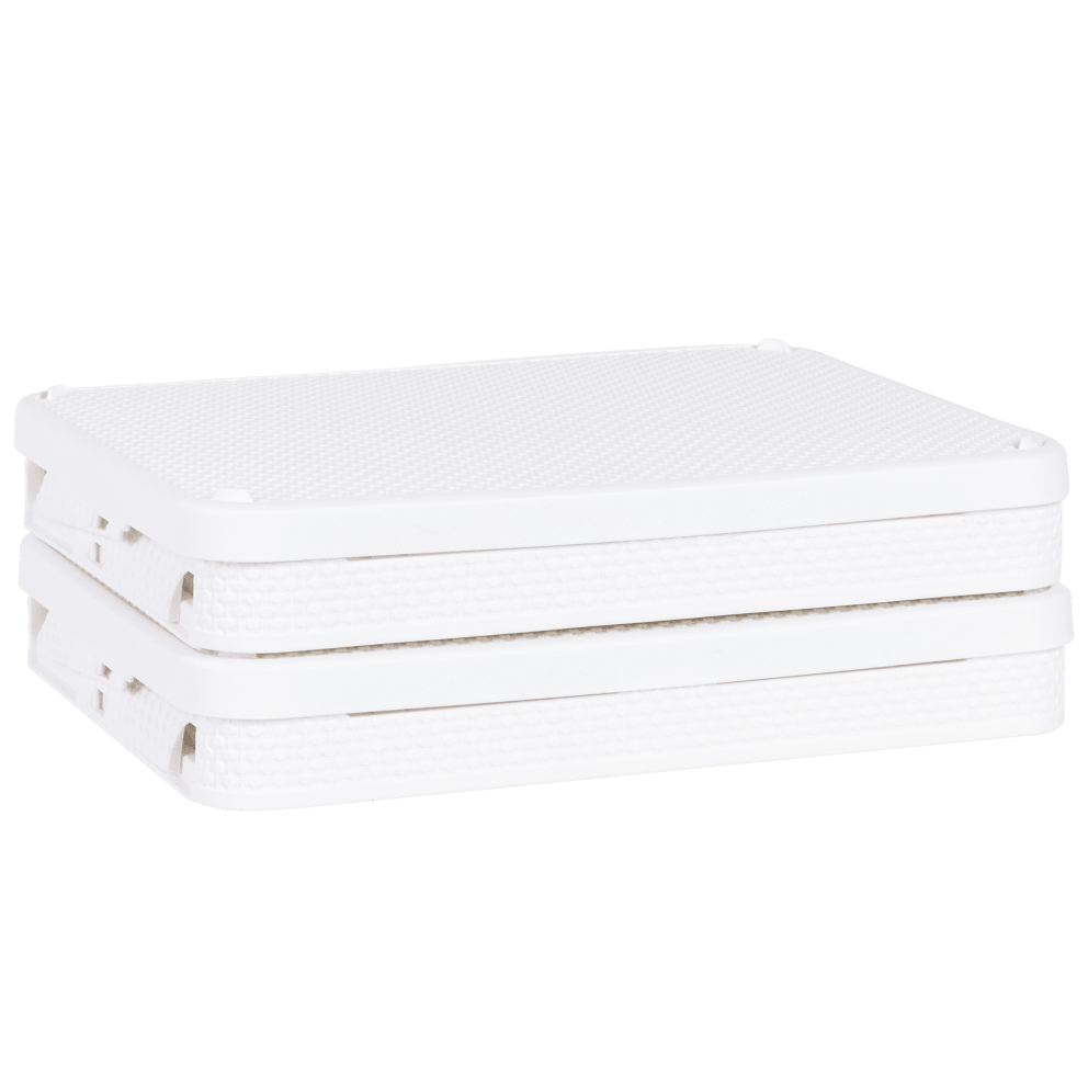 Collapsible bins fold flat for easy storage