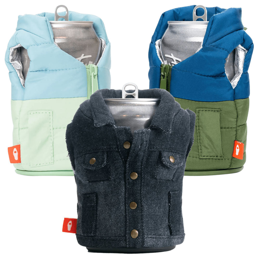 Olive Green Puffy Vest / Seamfoam Puffy Vest / Pewter Denim Vest