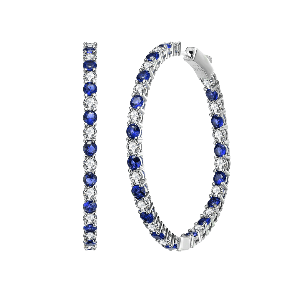 Rhodium Plated - Clear and Blue