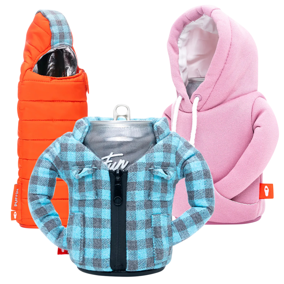 Sleeping Bag / Blue Flannel / Dusty Rose Hoodie