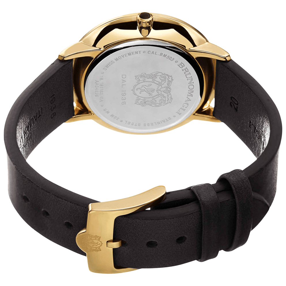 Style: Gold Case w/ Black Strap and Medium Brown Dial