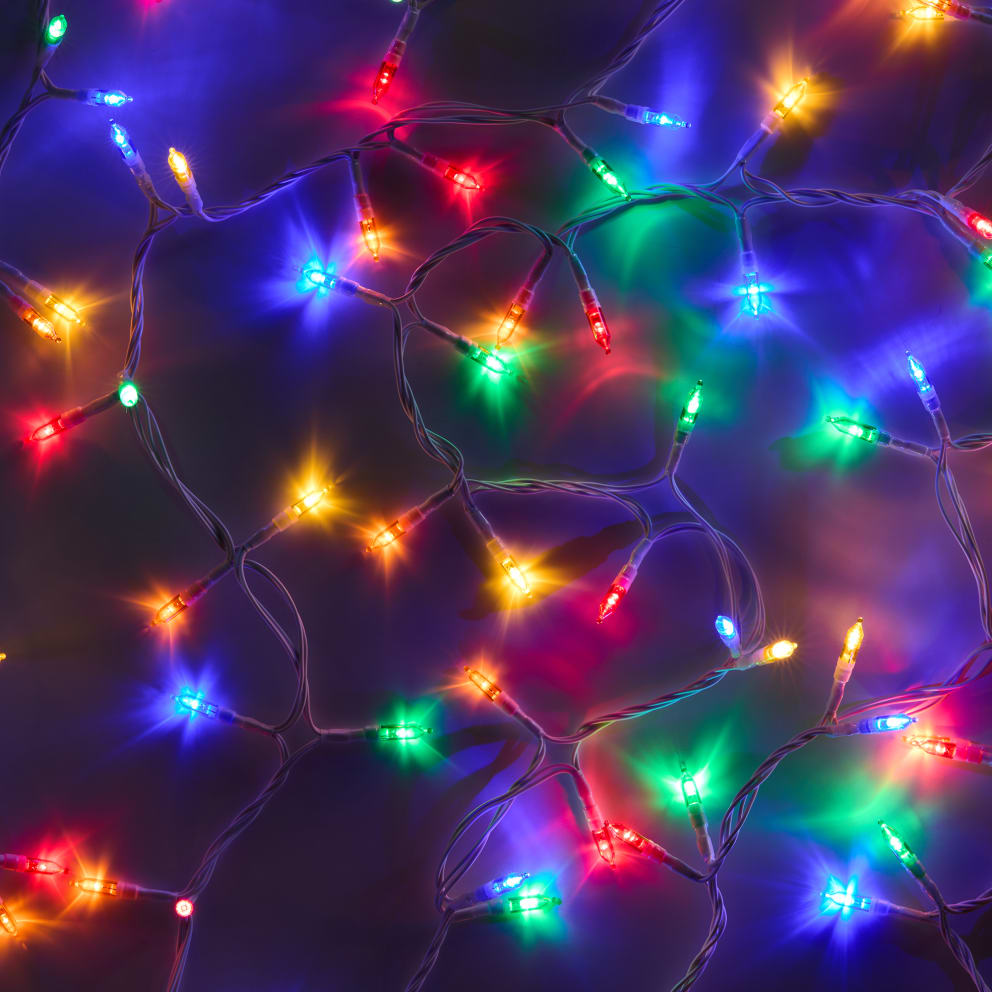 Lights are arranged in clusters for a bright, vibrant glow