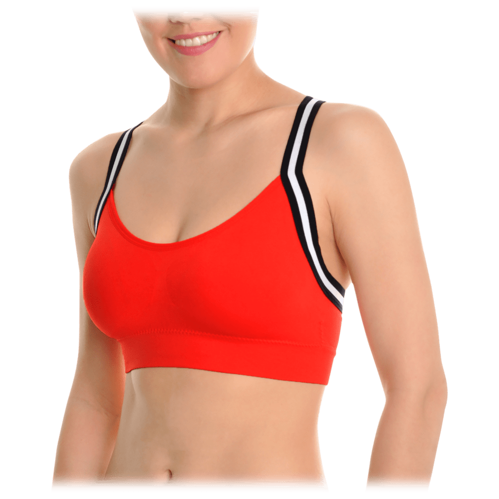 Striped Racerback Bralette - Red