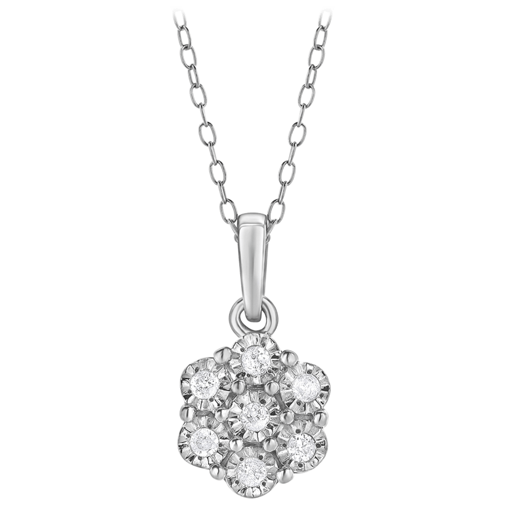 Unique Design 1/10 Carat TW Lab Grown Diamond Cluster Necklace