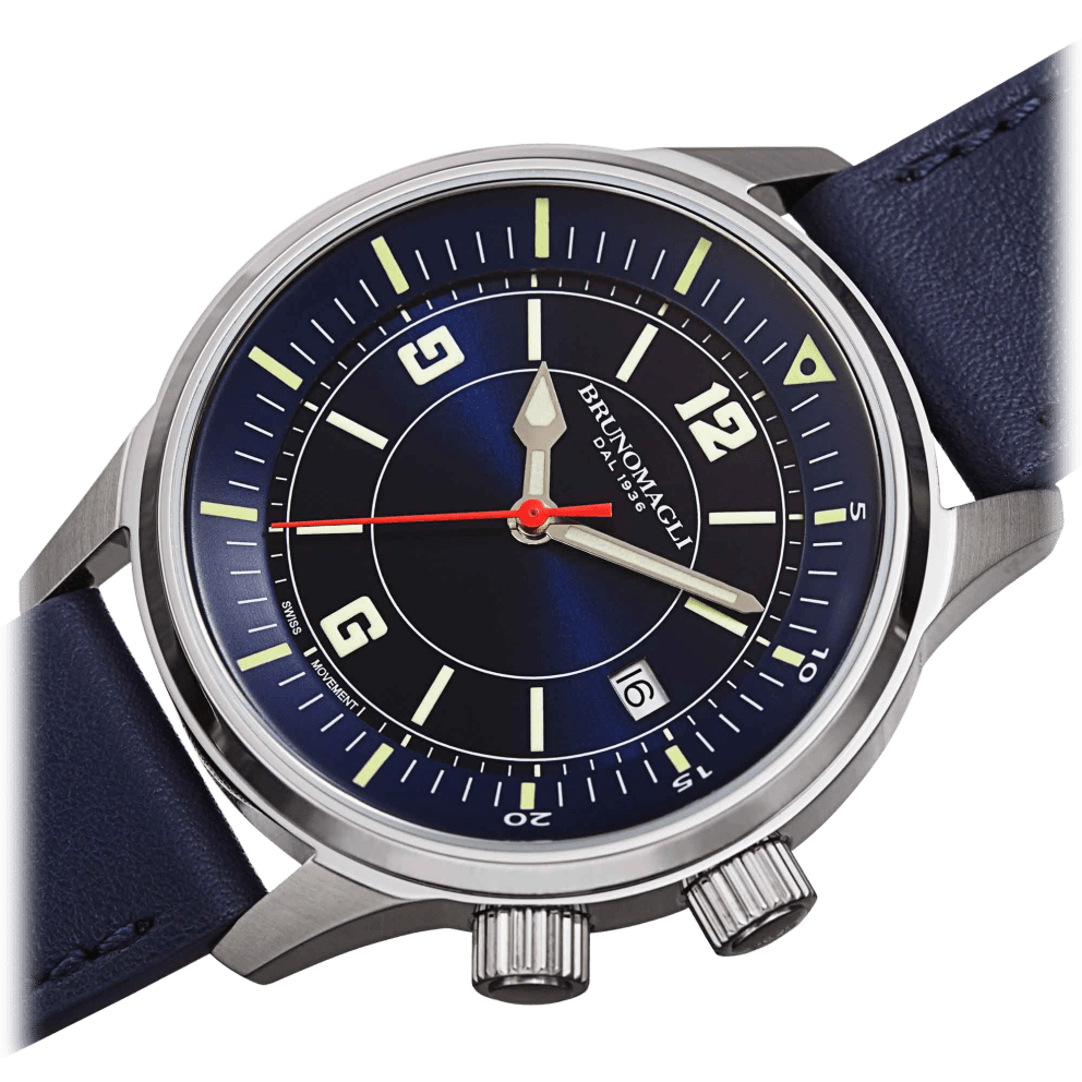 Silver Case w/ Blue Dial on Blue Strap