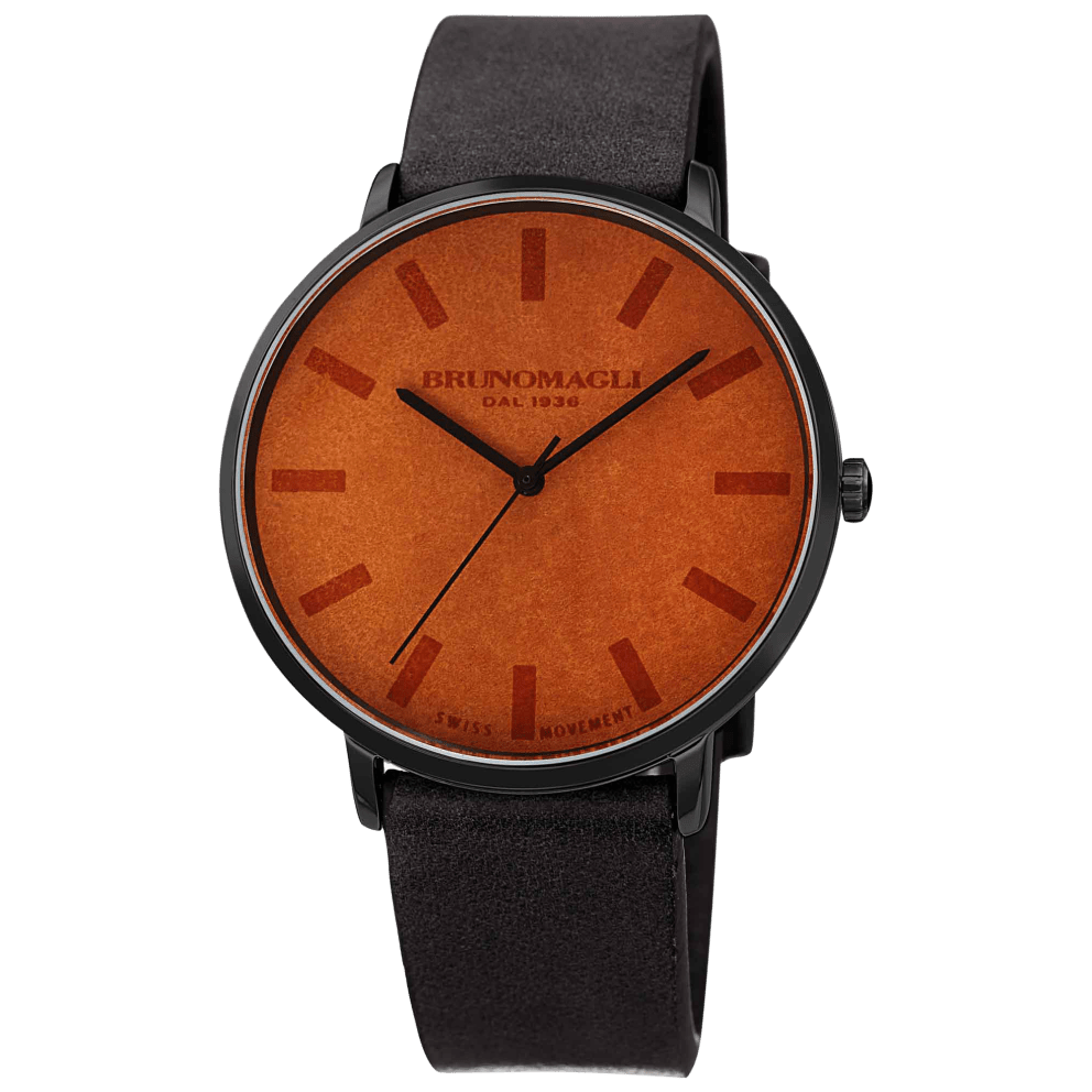 Black Case w/ Black Strap and Medium Brown Dial