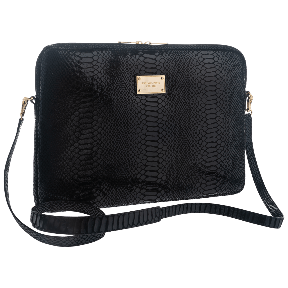 13" Zippered with Strap Python Black