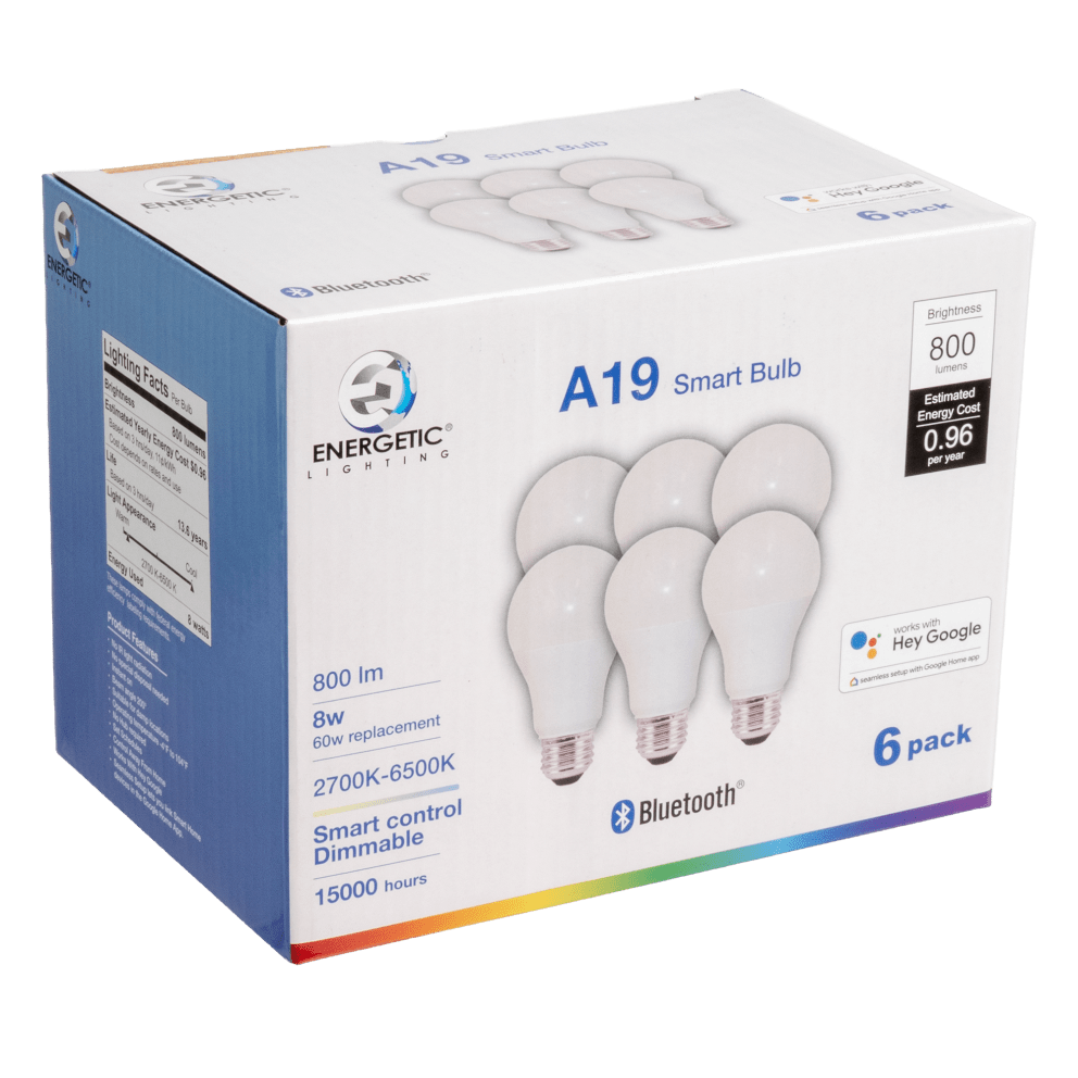 6-Pack - A19 Google Dimmable Smart White
