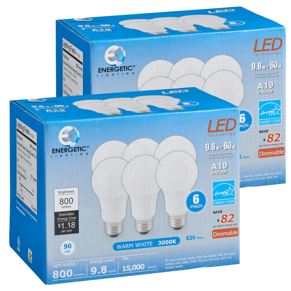 12-Pack - A19 9.8W Dimmable 3000K