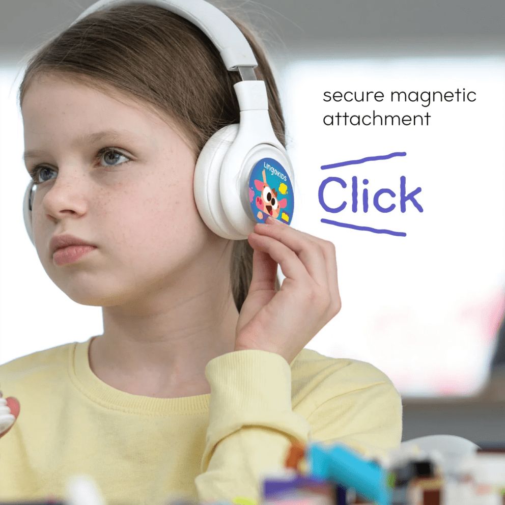 Magnetic shields click into place to swap stories