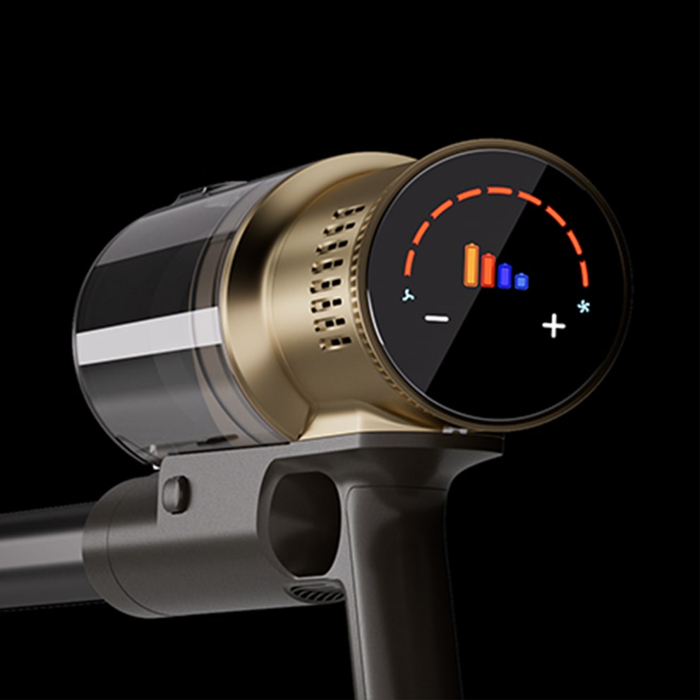Touch button LED display shows remaining battery life