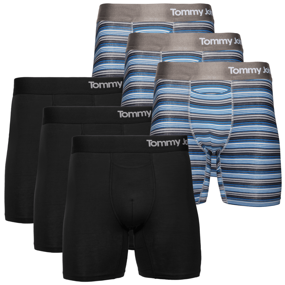 6" Cool Cotton Boxer Briefs (Tabloid Stripe/Black)