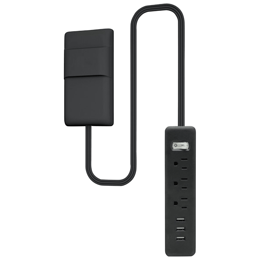 Black/3-Outlet + 3-USB