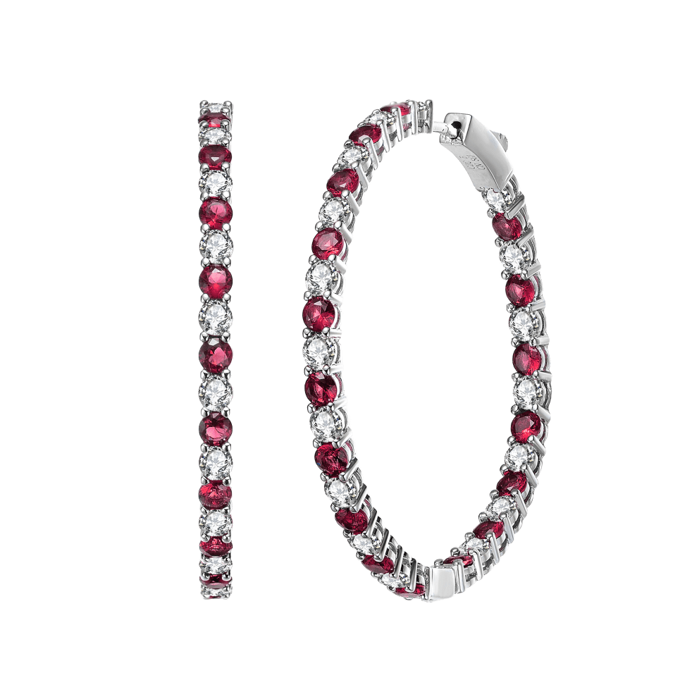 Rhodium Plated - Clear and Red
