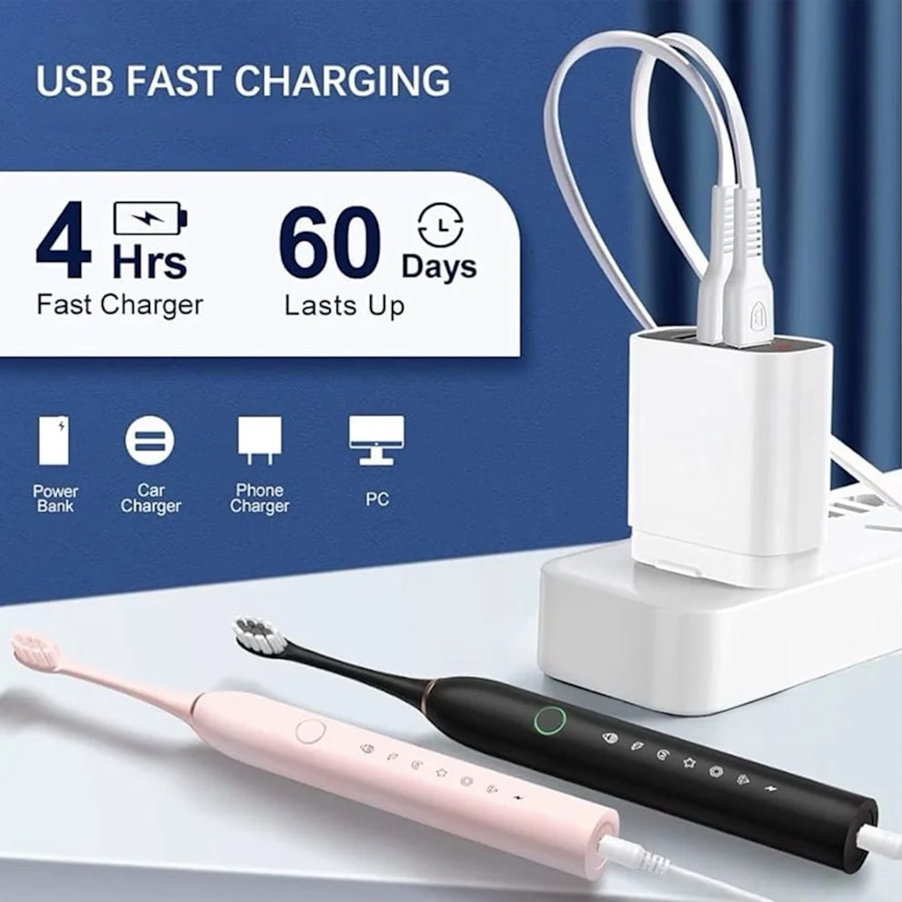 Enjoy up to 60 days of cordless brushing on a single charge.