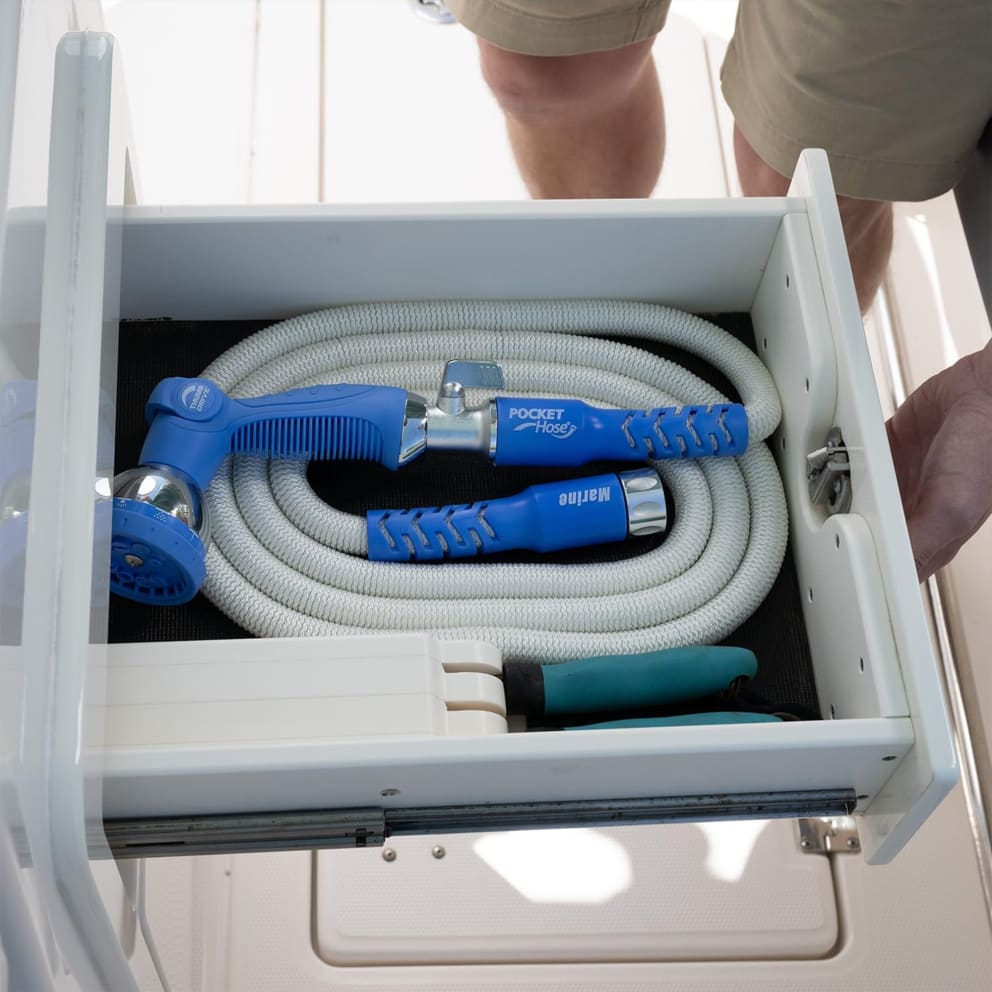 Expands for full reach and contracts for compact easy storage.