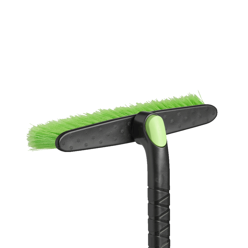 Swivel brush head clears snow from any angle