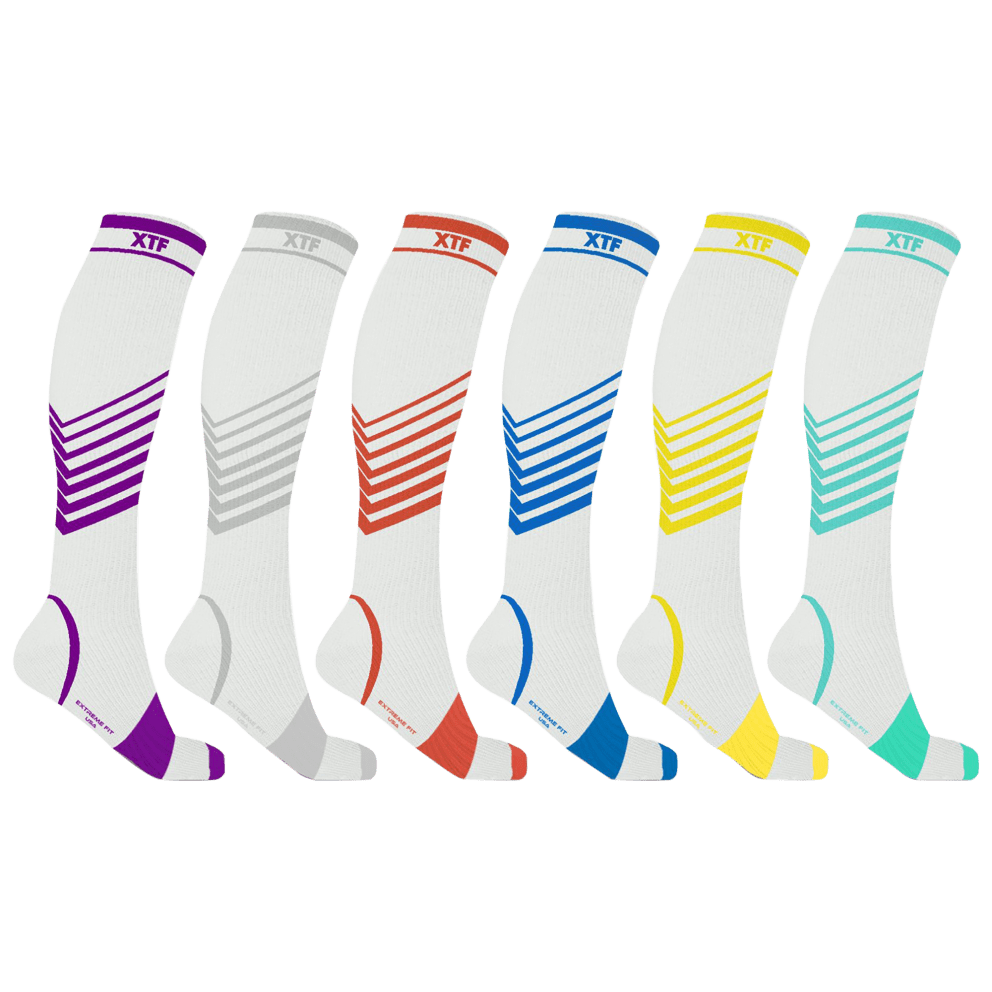 V-Striped White Edition Knee-High Compression Socks