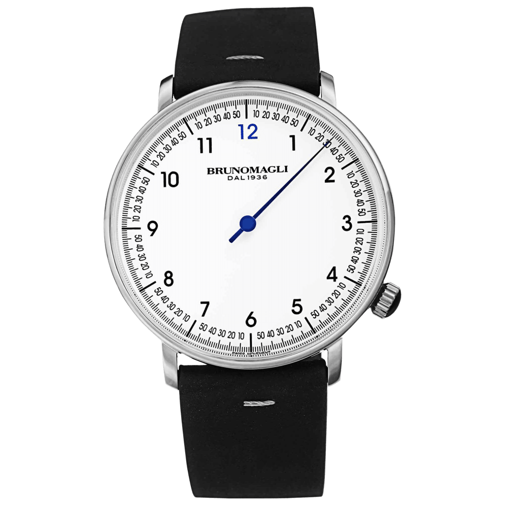 Silver Case w/ Blue Hand and Black Strap