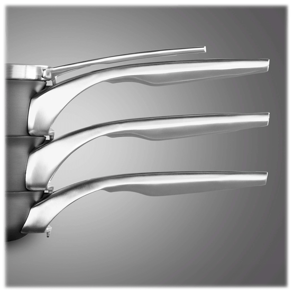 Brushed stay-cool stainless steel handles